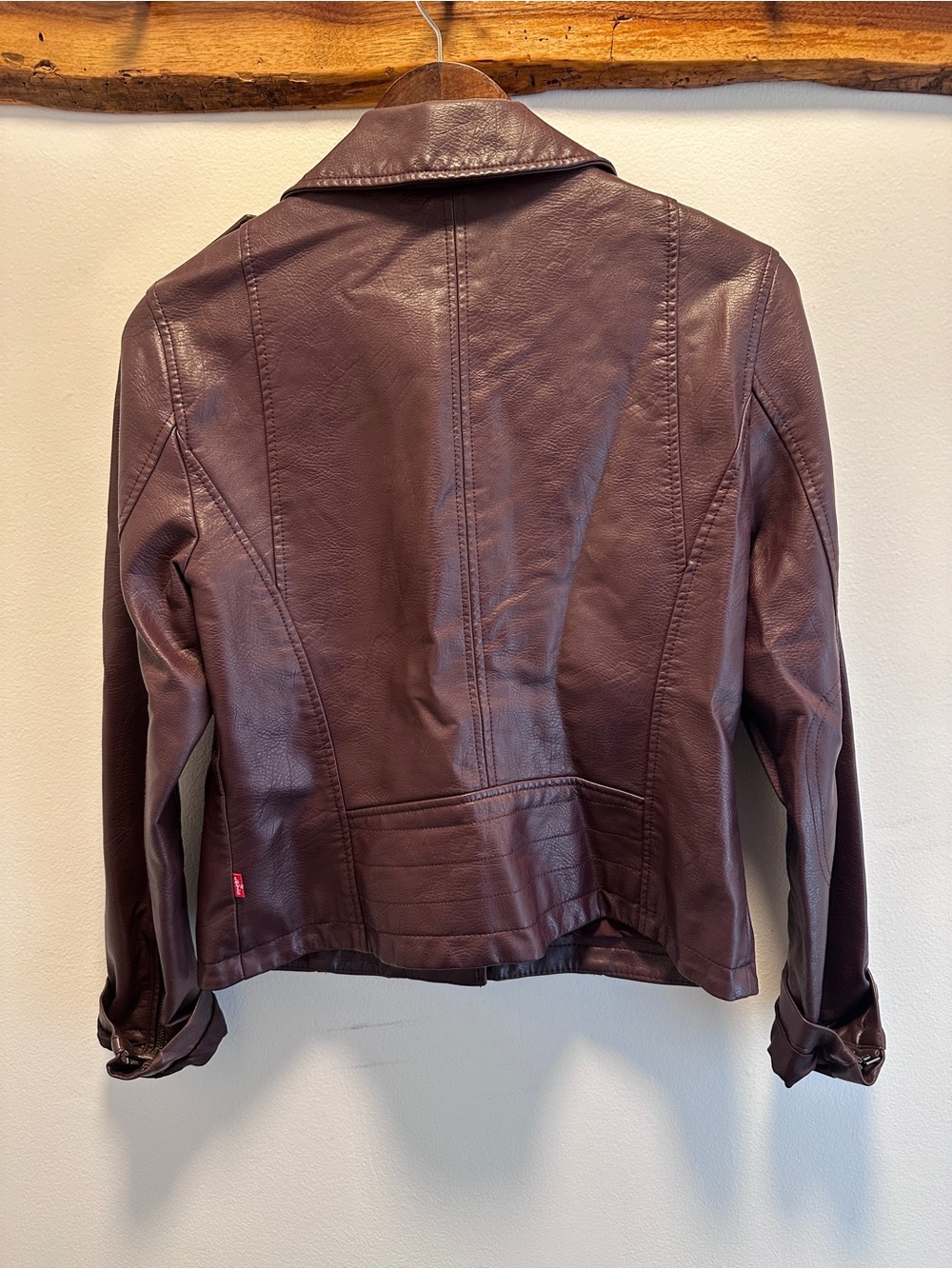 Levi’s Faux Leather Moto Jacket Brown Burgundy Size M Excellent Condition - Picture 4 of 6